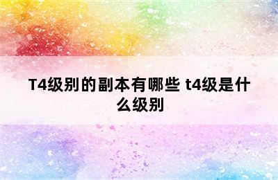 T4级别的副本有哪些 t4级是什么级别